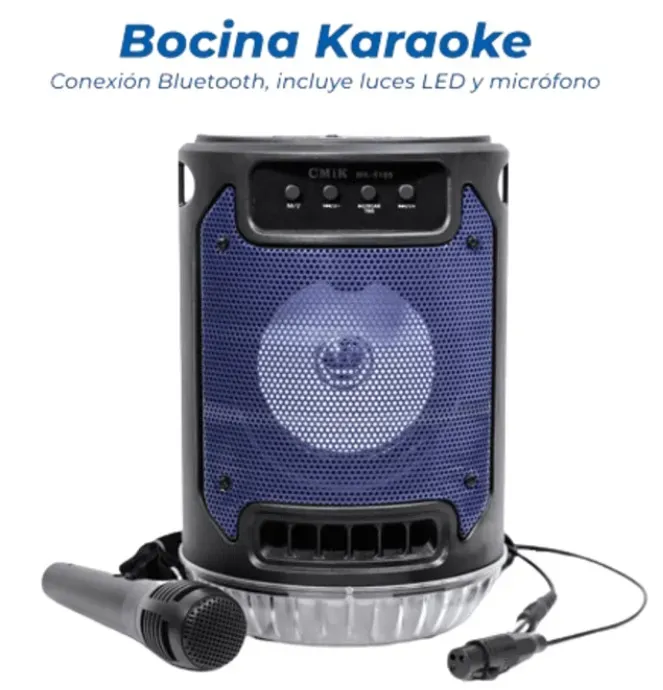 Parlante CMIK Inalámbrico Recargable Micrófono Karaoke Luces/ MK5105