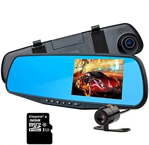 Espejo Retrovisor Doble Cámara Pantalla 4.3'' Full Hd Carro