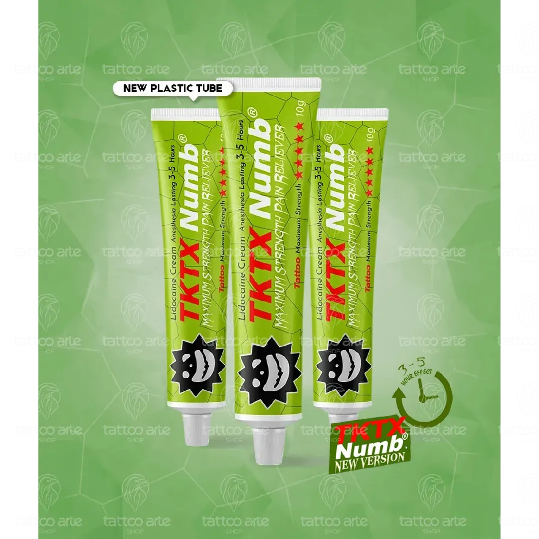 Crema TKTX NUMB Verde 16% - 3 a 5 Horas - Rápida y Efectiva Para Sesiones Cortas de Tatuaje, Micropigmentación, Microblading