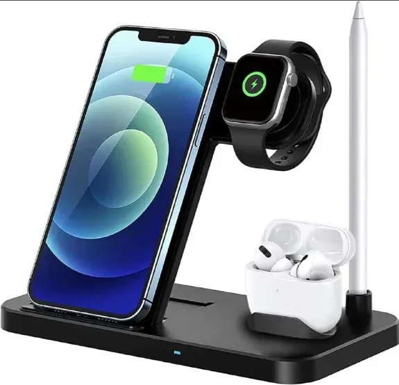 Estación de Carga Rápida Inalámbrica 3 en 1 TG para iPhone, Apple Watch y AirPods - Soporte Plegable y Portátil con Carga Rápida QC 3.0