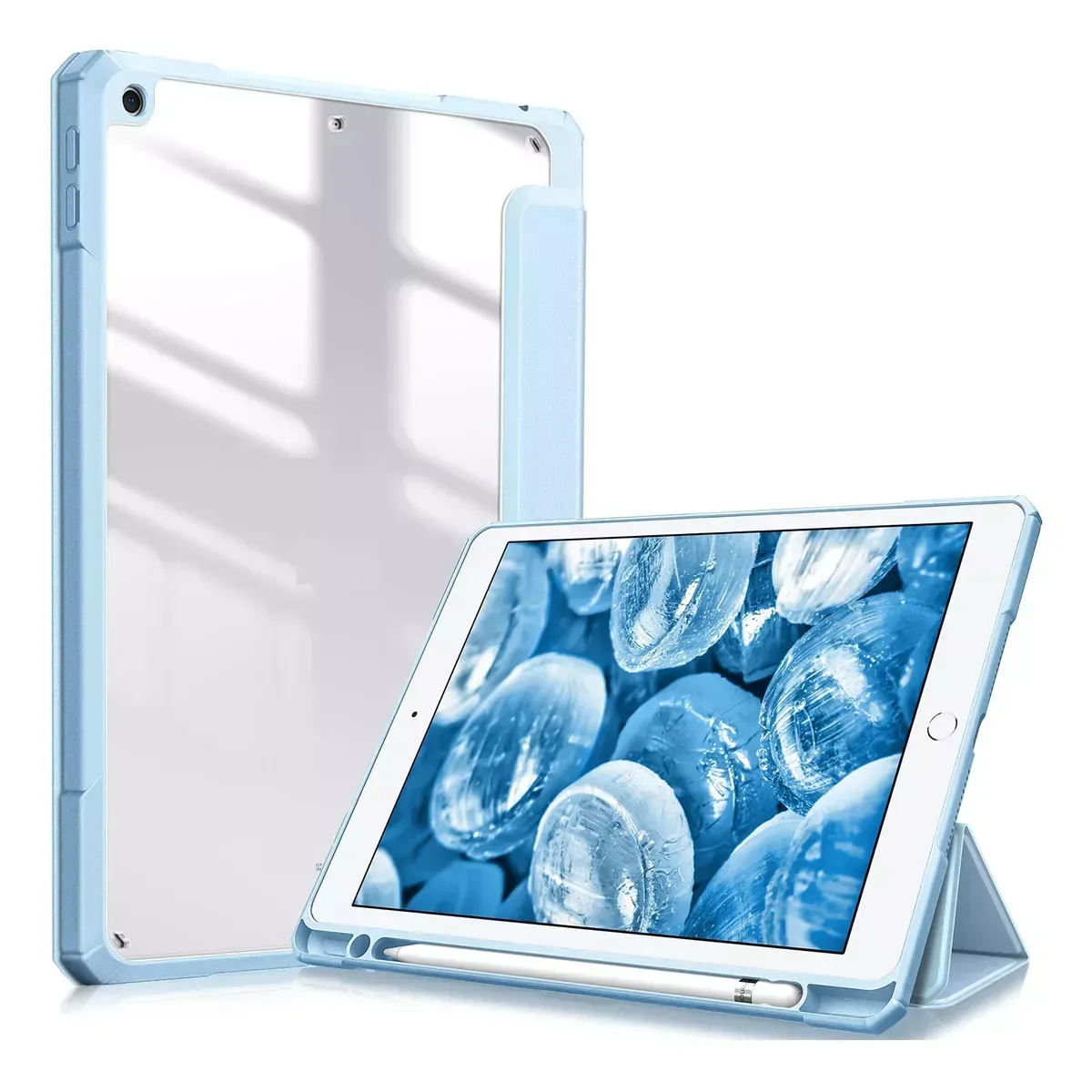 Funda Forro Smart Case Cristal Con Espacio De Lapiz Para Ipad 12.9 2020/2021/2022