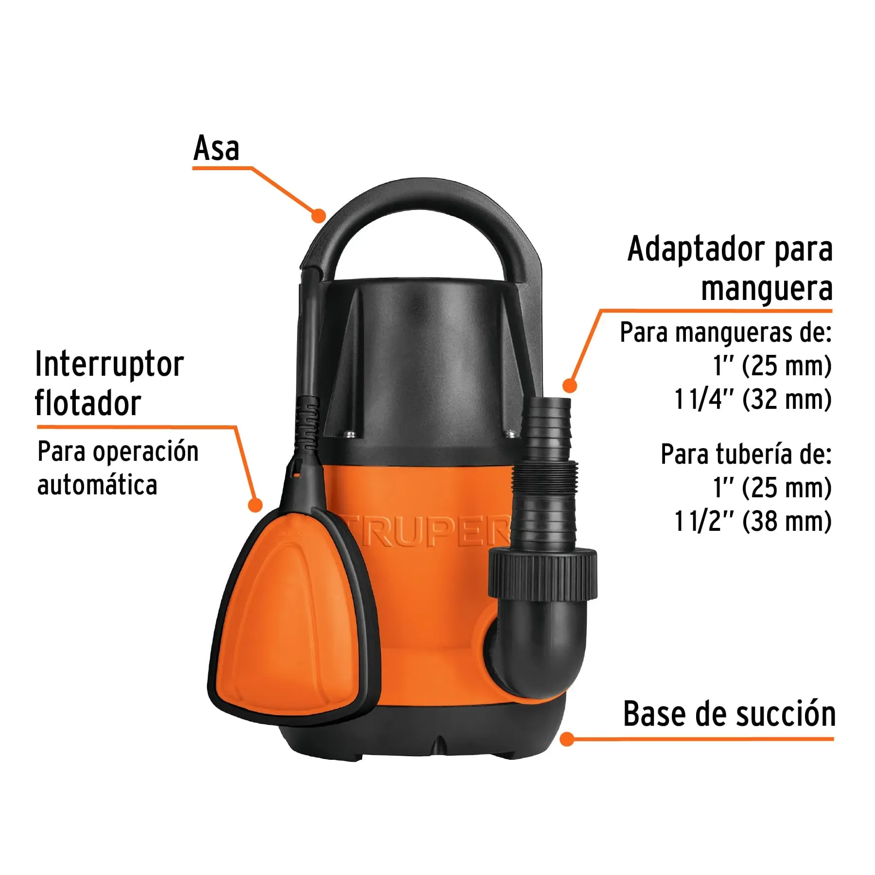 Bomba Sumergible Plástica 1/2 HP TRUPER 