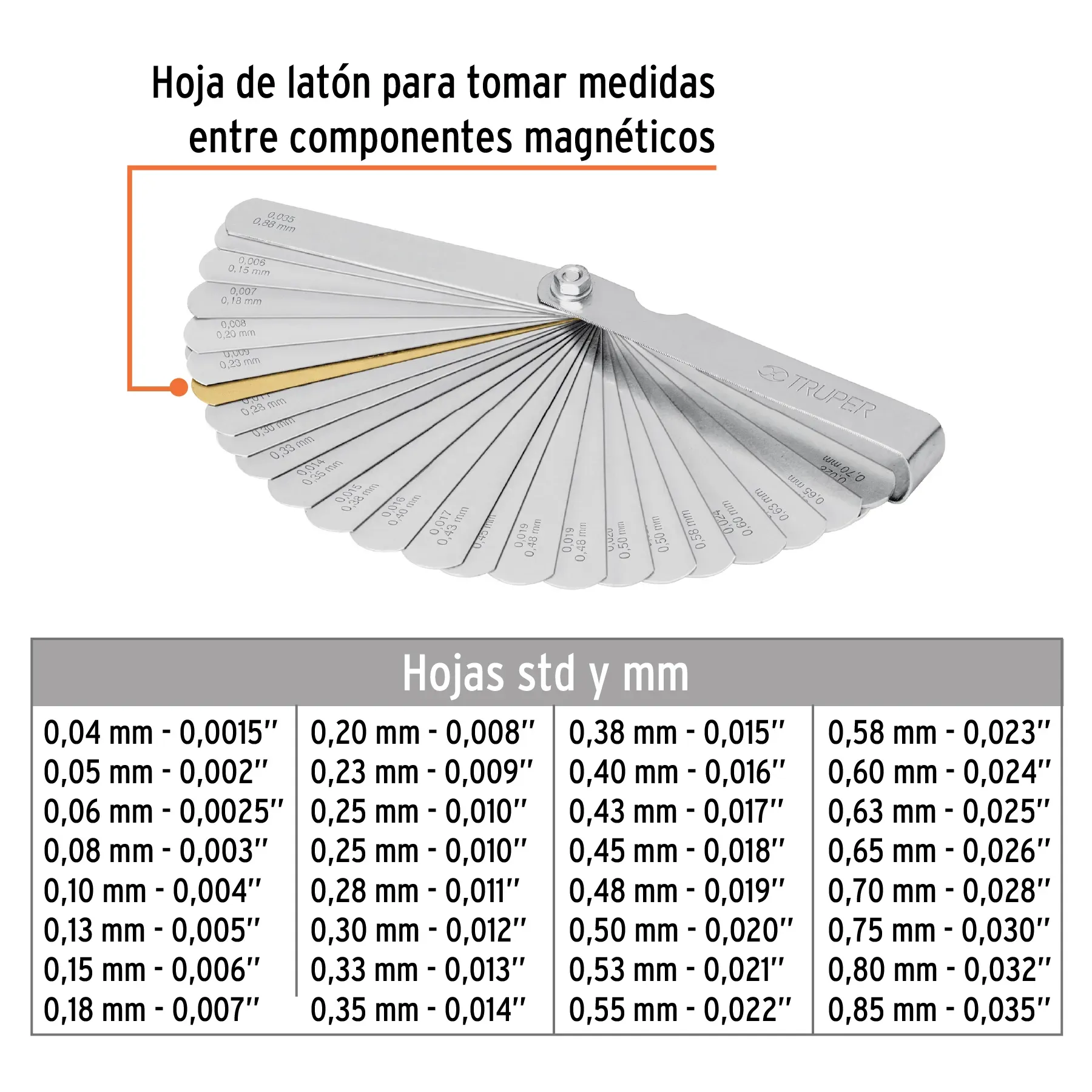 Calibrador De 32 Hojas Std, /mm, TRUPER