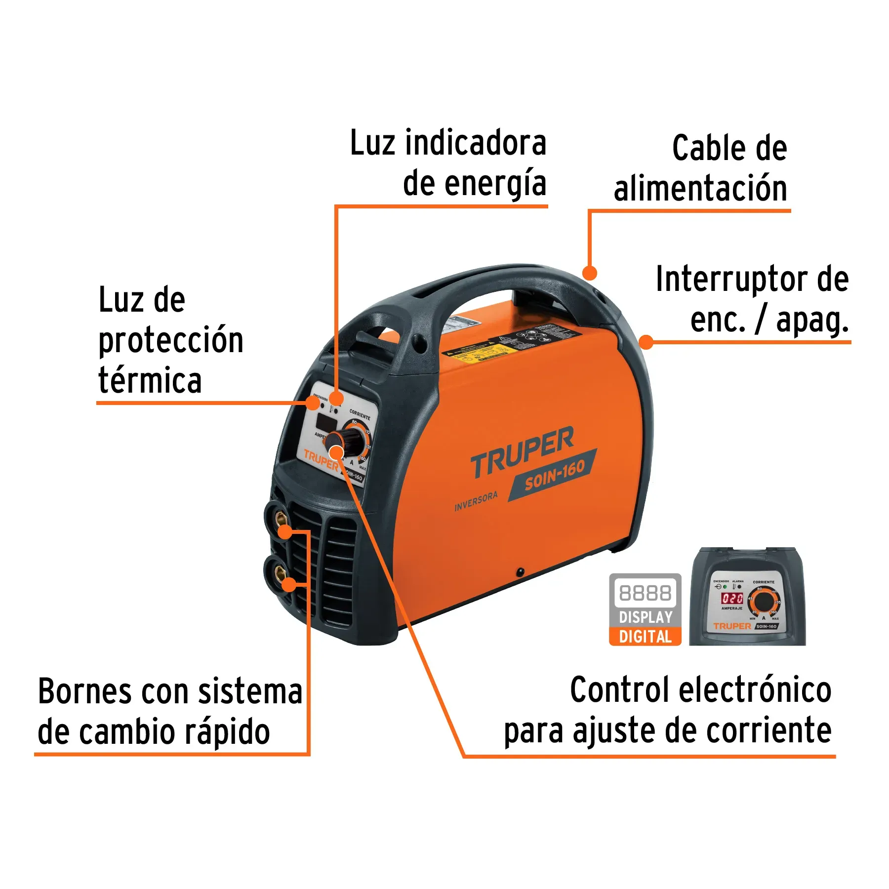 Soldadora Inversora 160A-220V TRUPER