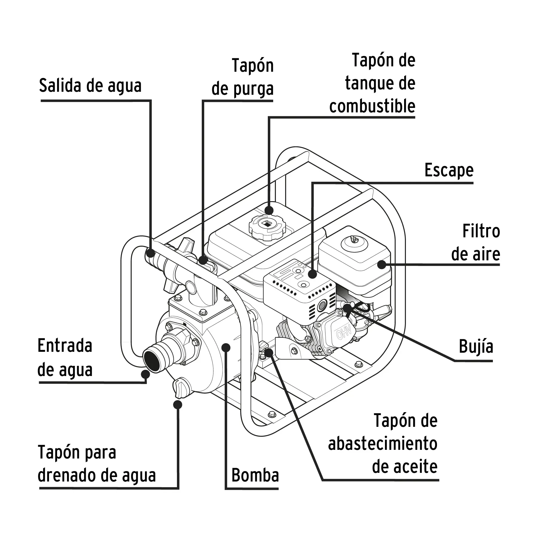 Motobomba Autocebante 2"x2 A Gasolina 6-1/2 Hp PRETUL