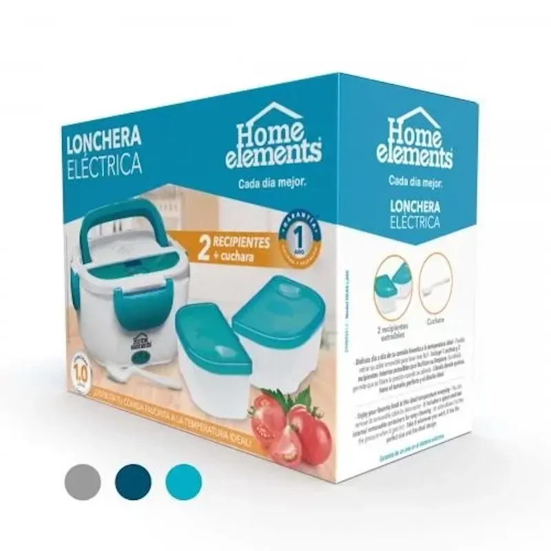 Porta Comida Lonchera Eléctrica Portable Home Elements Azul