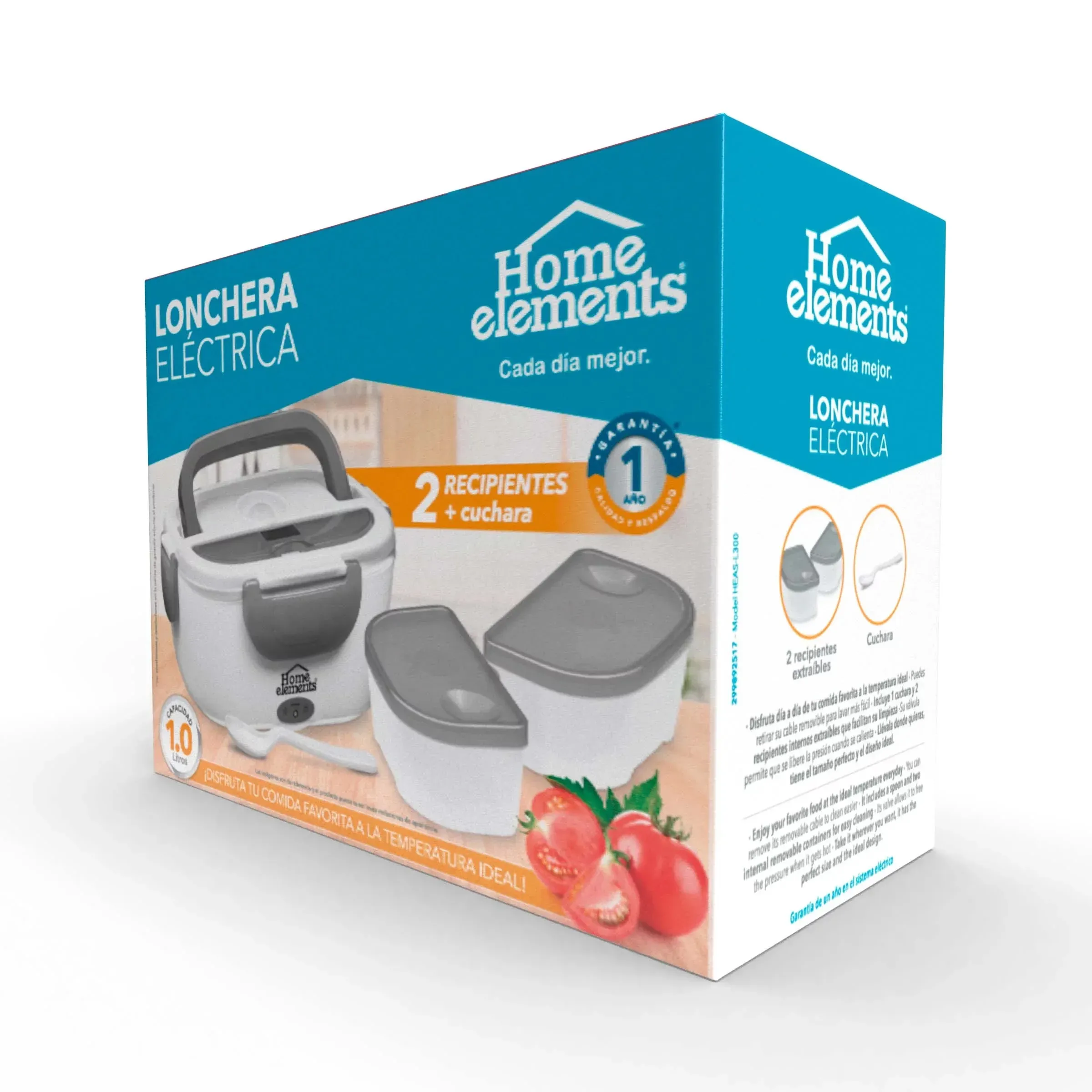 Porta Comida Lonchera Eléctrica Portable Home Elements Gris