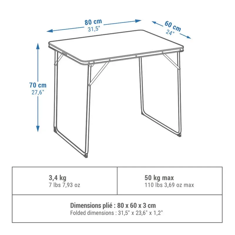 Mesa Plegable Portátil Para Camping Jardín Alluma Color Blanco