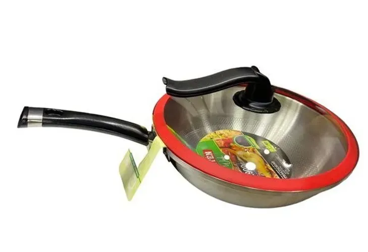 Sartén Wok Antiadherente Tapa Vidrio Cacerola Multiusos Cocina