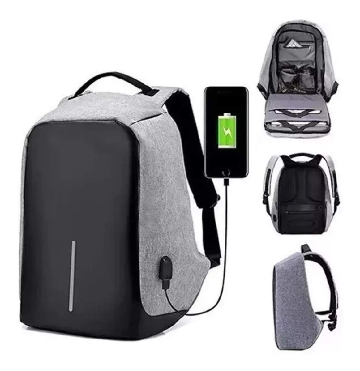 Maleta Morral Antirrobo Con Puerto Usb Gris