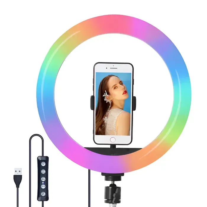 Aro De Luz Rgb Led 26 Cm Selfie + Trípode