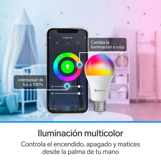 3 Focos Bombillos Led Wifi RGB+W Multicolor 10W STEREN