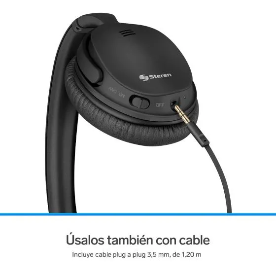 Audífonos BLUETOOTH CANCELACIÓN DE RUIDO Negros STEREN