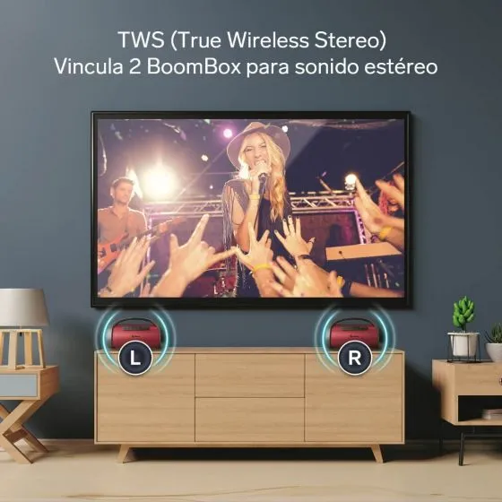 Parlante BLUETOOTH BOOMBOX TWS 350 W PMPO Roja STEREN