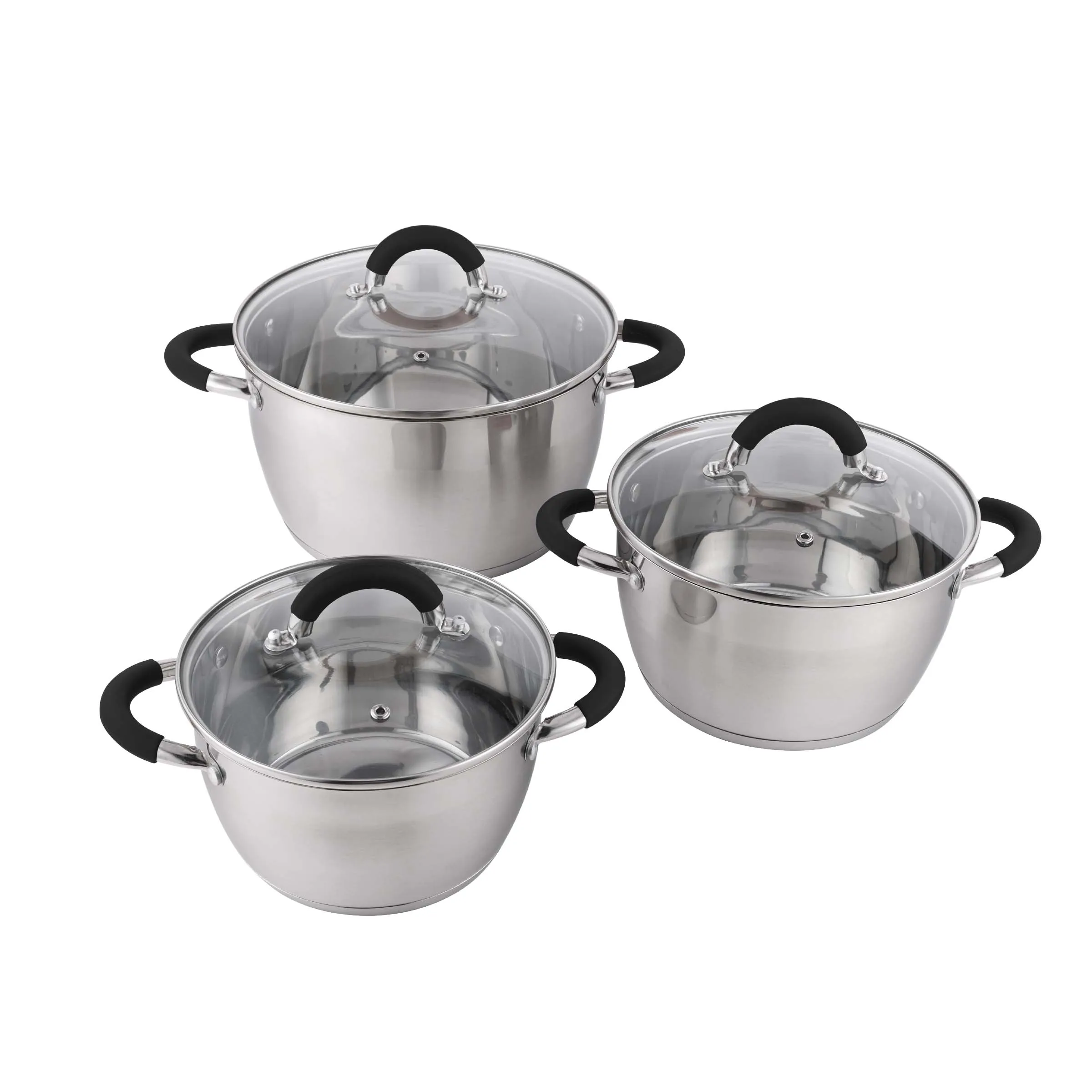 Set X 3 Ollas Con Tapa ACERO INOX 18CM 20CM 24CM Home Elements