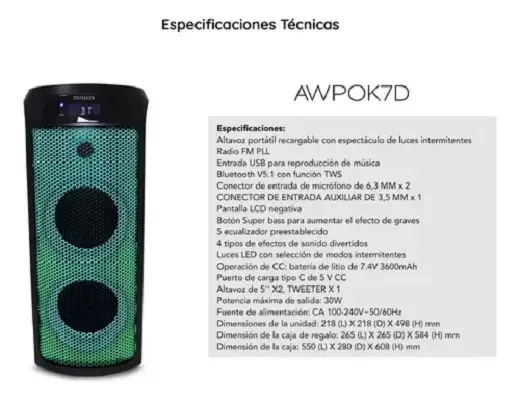 Aiwa Torre De Sonido One Box AWPOK7D