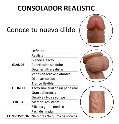 Dildo Realista Consolador Chupa Pene  20 Cm