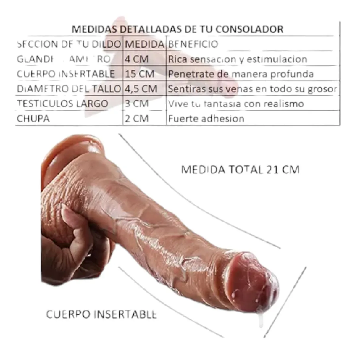 Dildo Realista Consolador Chupa Pene  20 Cm