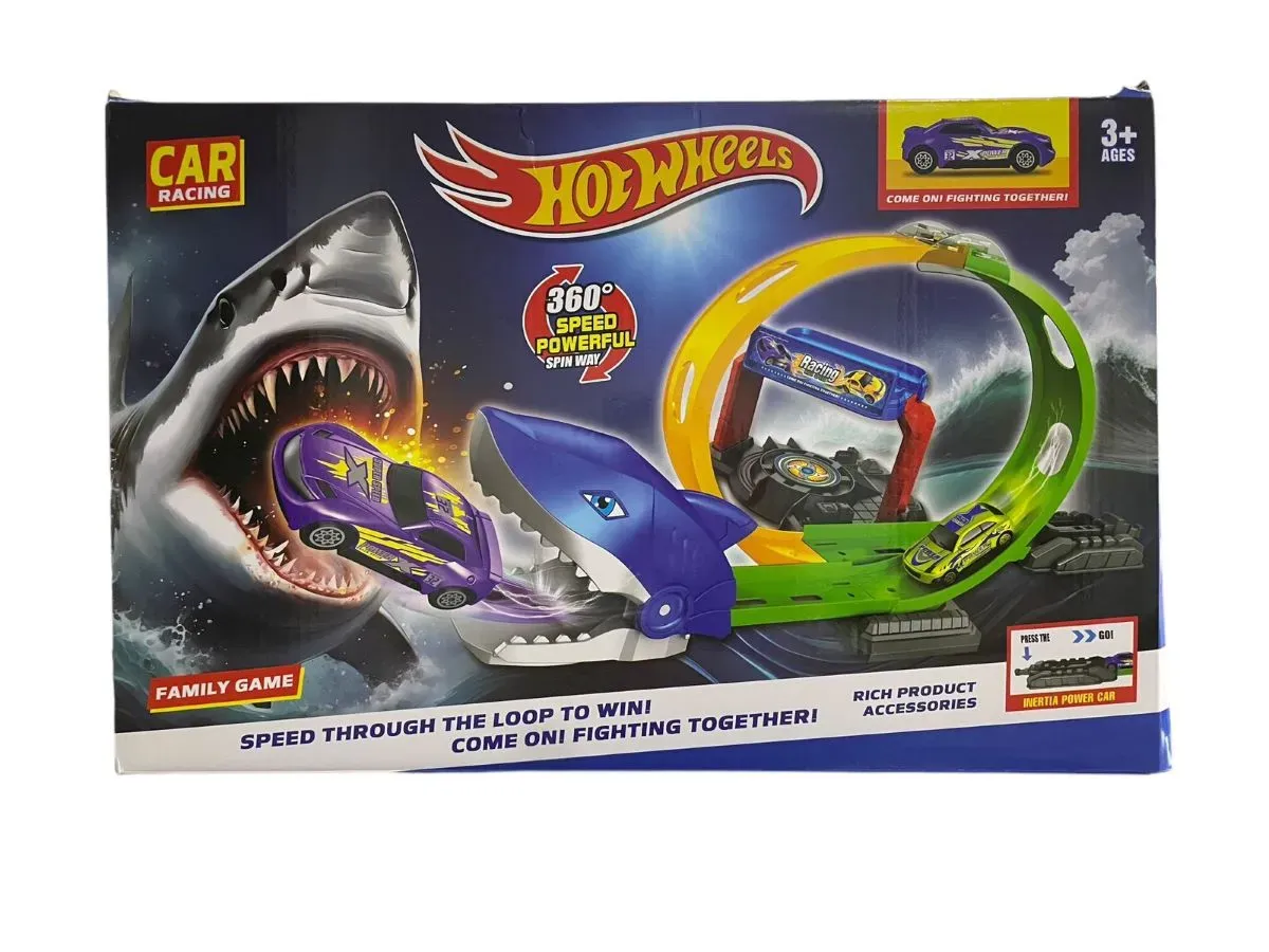 Pista De Carrera Hot Wheels Tiburón Carro Lanzador Juguete Niño + Carro