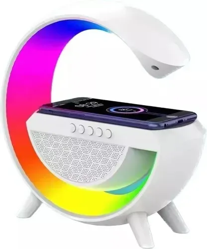 Cargador Inalambrico Parlante Bluetooth Lampara Usb Radio Color Blanco 