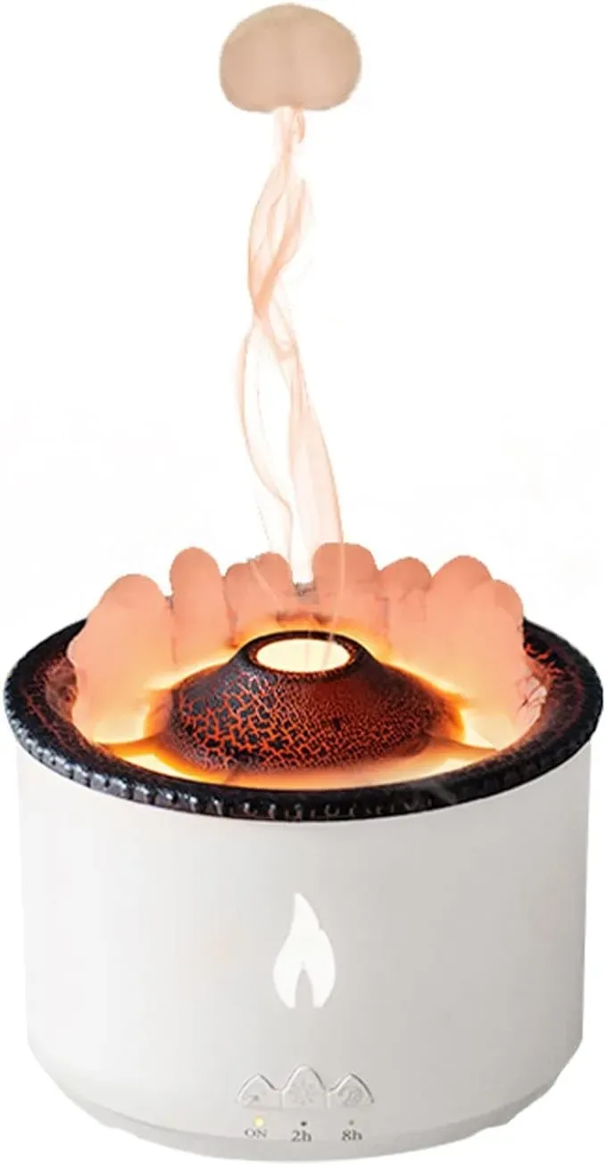 Humidificador Difusor De Aromas Volcán Erupción Ultrasónico Color Blanco