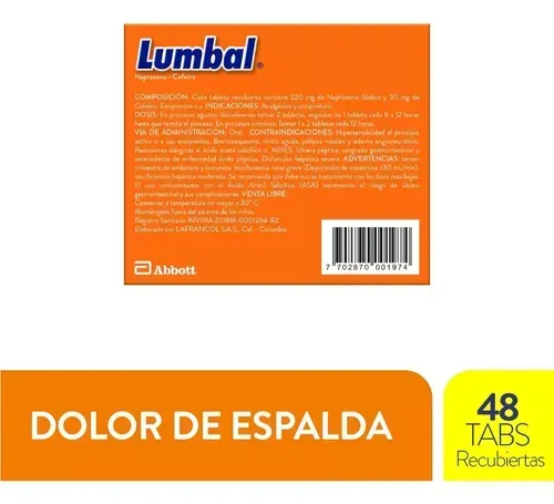 Lumbal Naproxeno-Cafeína x48Tabletas