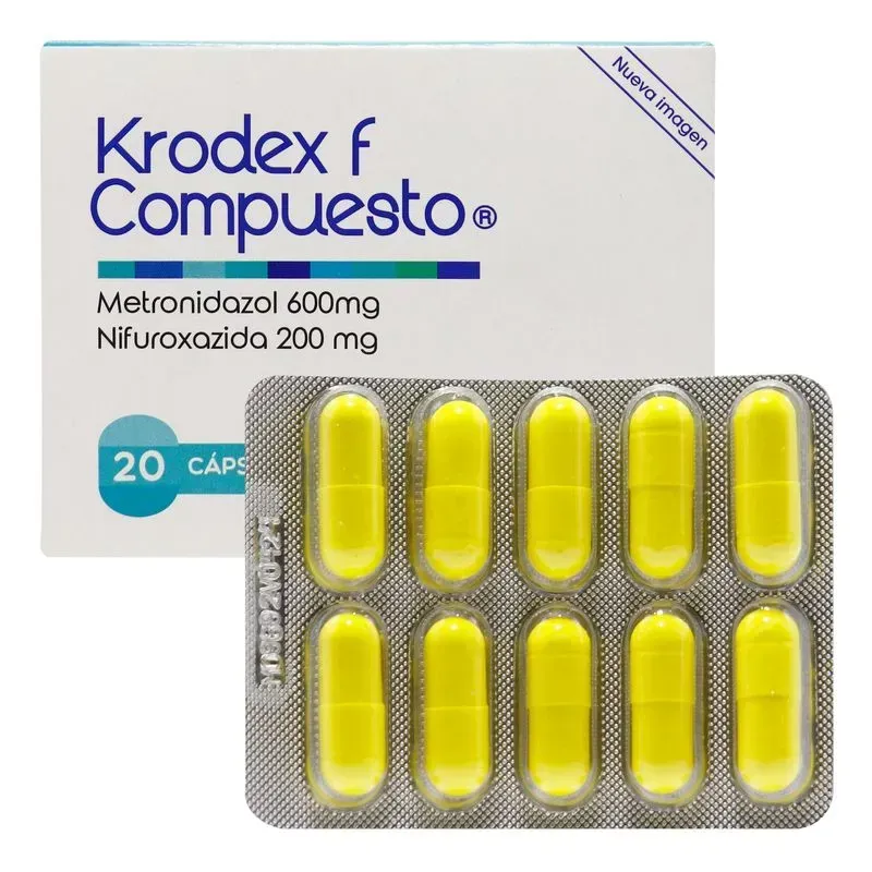 Krodex F Compuesto Metronidazol 600Mg + Nifuroxazida 200Mg Capsulas Medic Brand Blister X 10