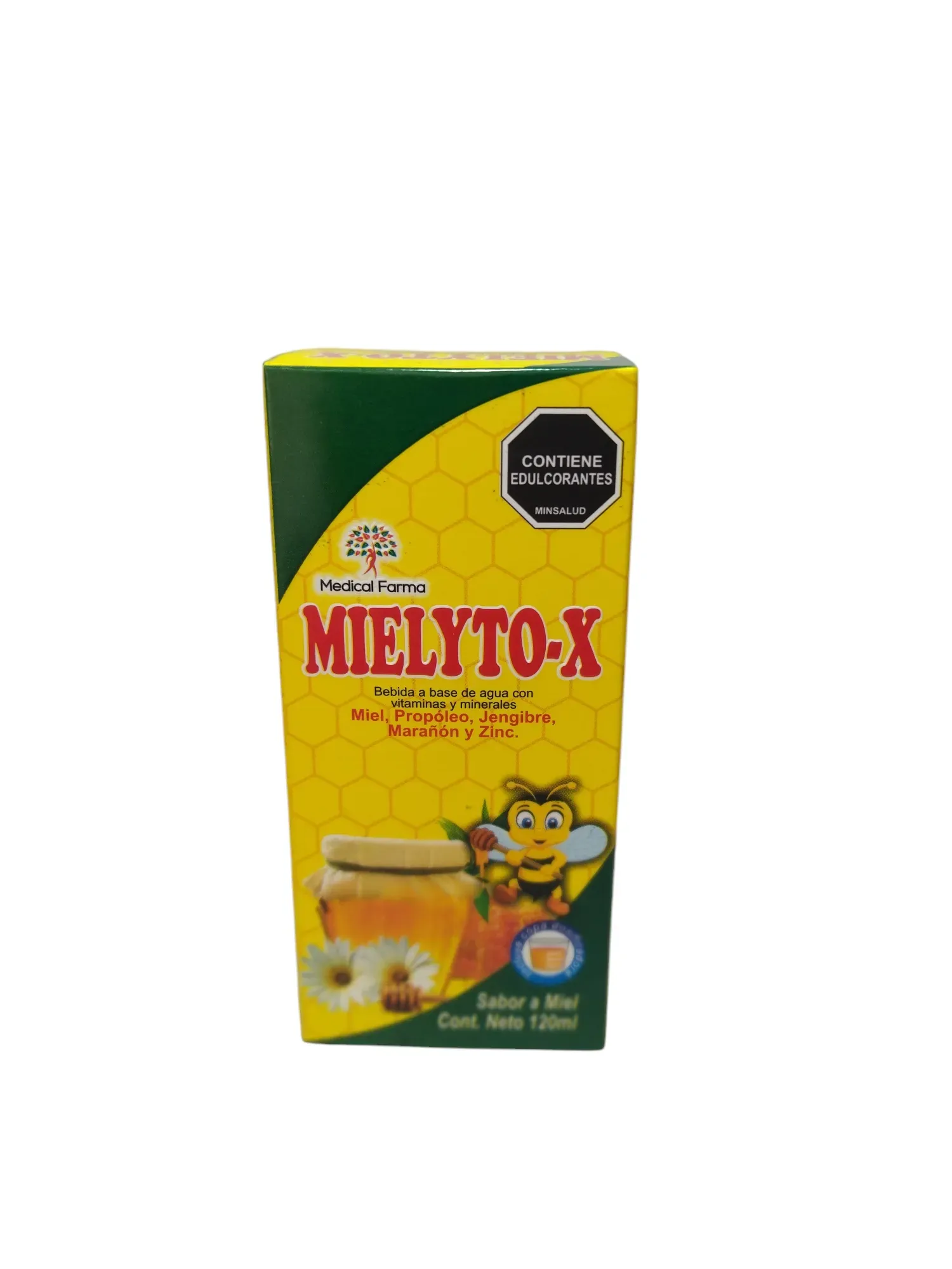 Mielyto-x - Jarabe Niños  - Miel - Propoleo - Gengibre - Marañon - Sabor A Miel - Zinc - cont. 120 Ml 