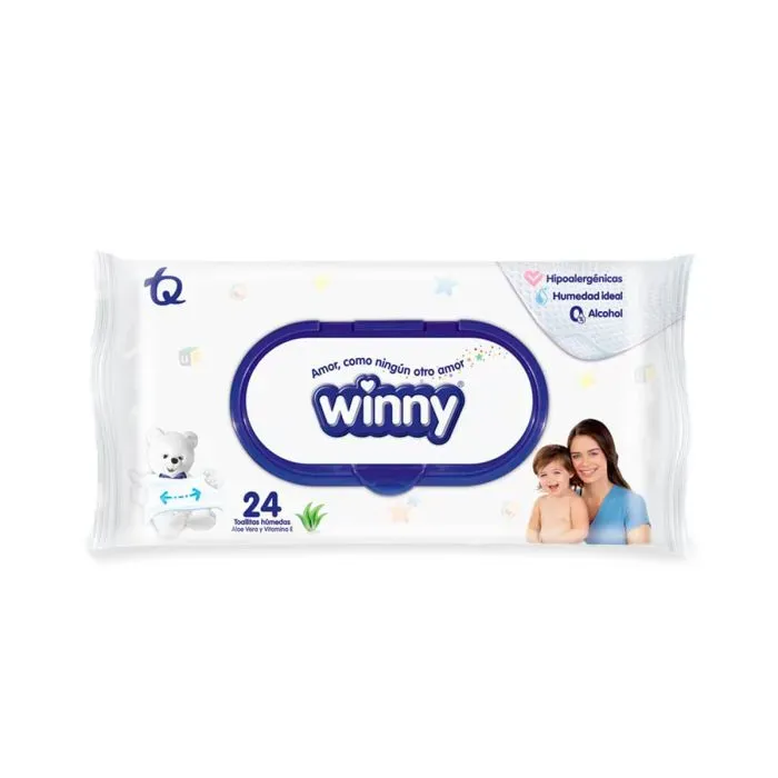 Pañitos Húmedos Winny Por 24 Toallitas Aloe Vera Y Vitamina E 