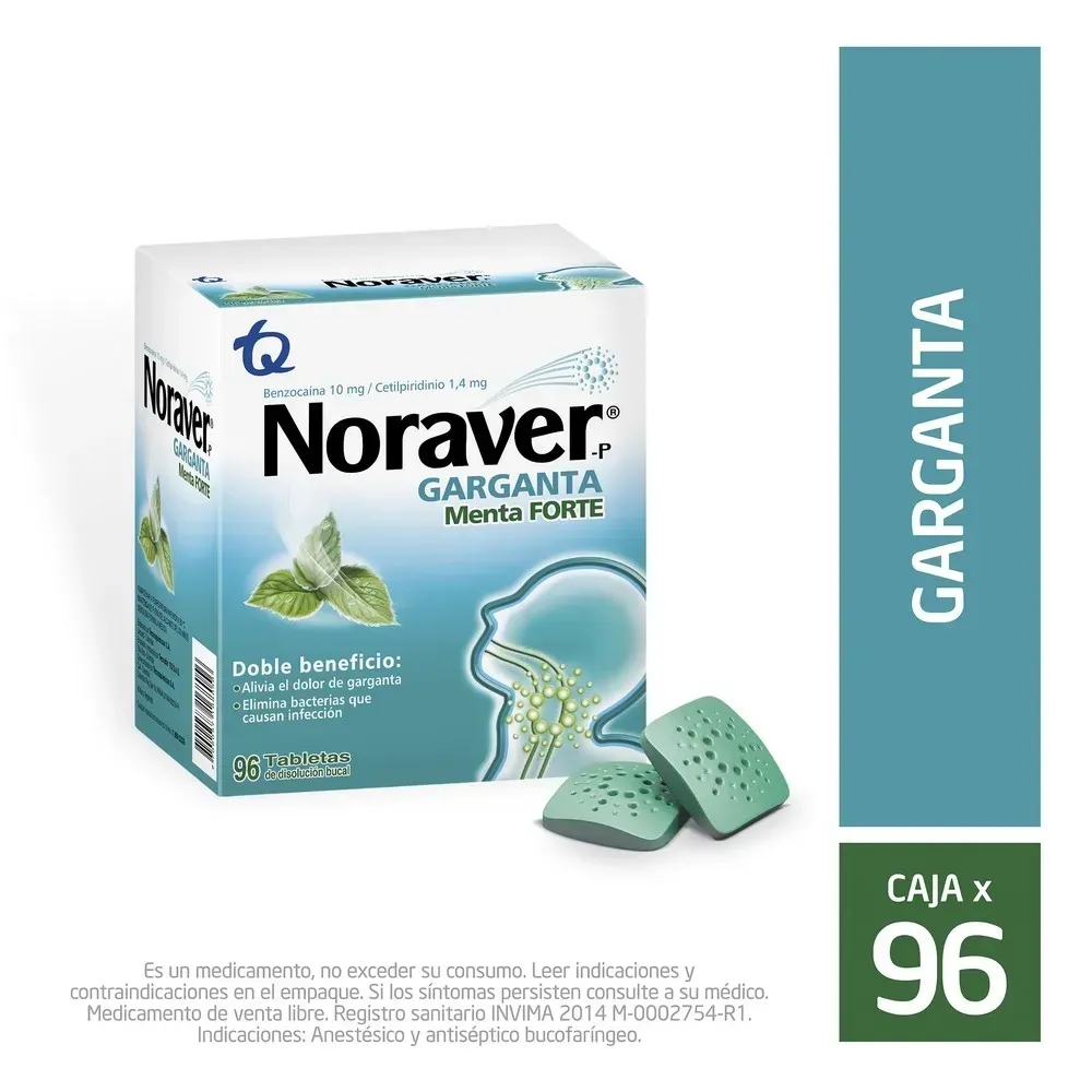 Noraver Garganta Menta Tableta Masticable 