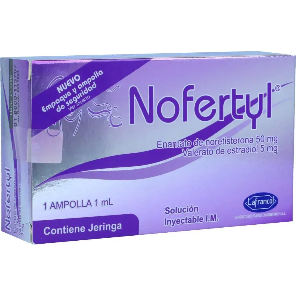 Nofertyl Enantato De Noretisterona 50Mg Valerato De Estradiol 5Mg Caja X 1 Ampolla Contiene Jeringa 