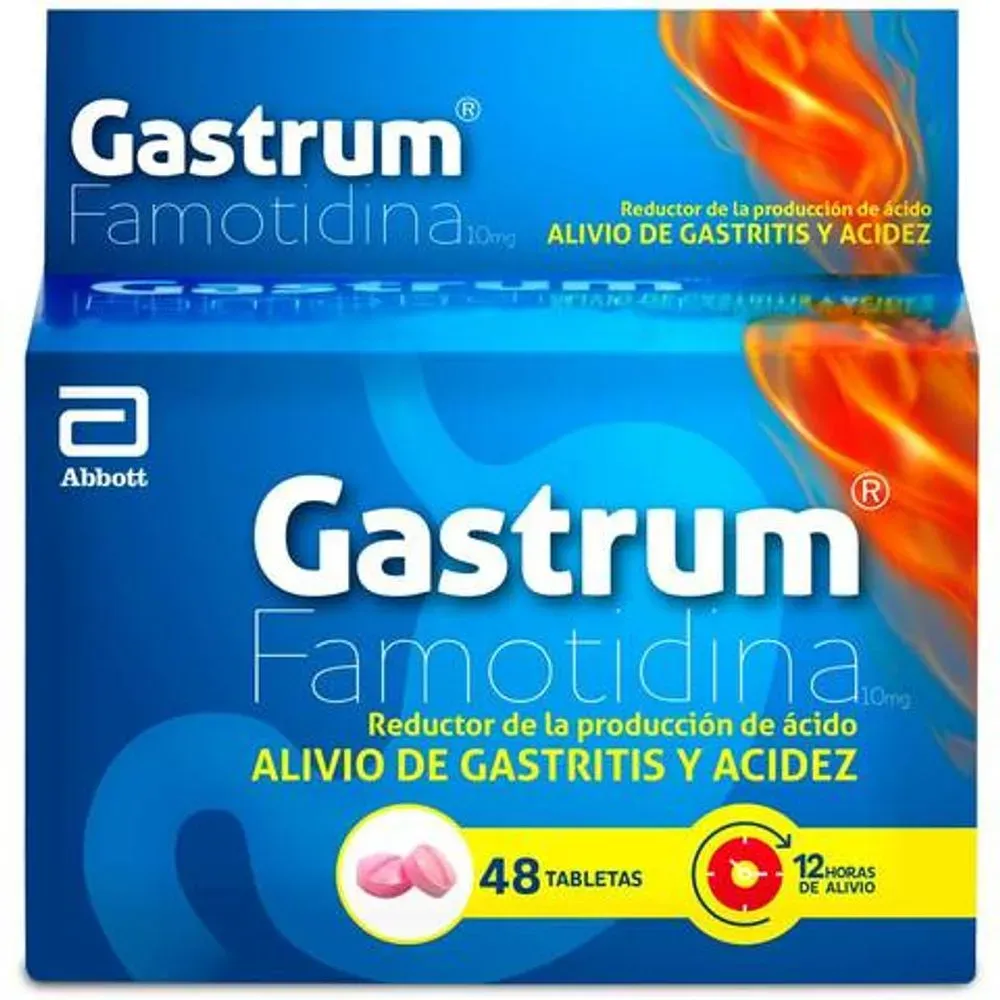 Gastrum Famotidina Reductor De La Producción De Acido Blister X 12 Tab Lab Abbott