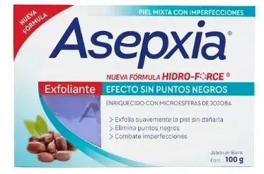 Jabón Asepxia  Exfoliante-Efecto  Sin Puntos Negros Nueva Formula Hidro-Forcé 