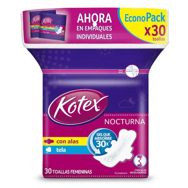 Toallas Kotex Tela Nocturna X 30Und 