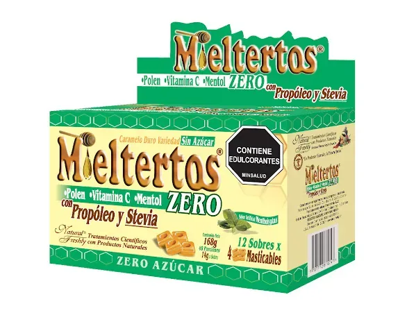 Mieltertos Zero - Polen - Vitamina C - Mentol - Sobre - 4 Pastillas Masticables 