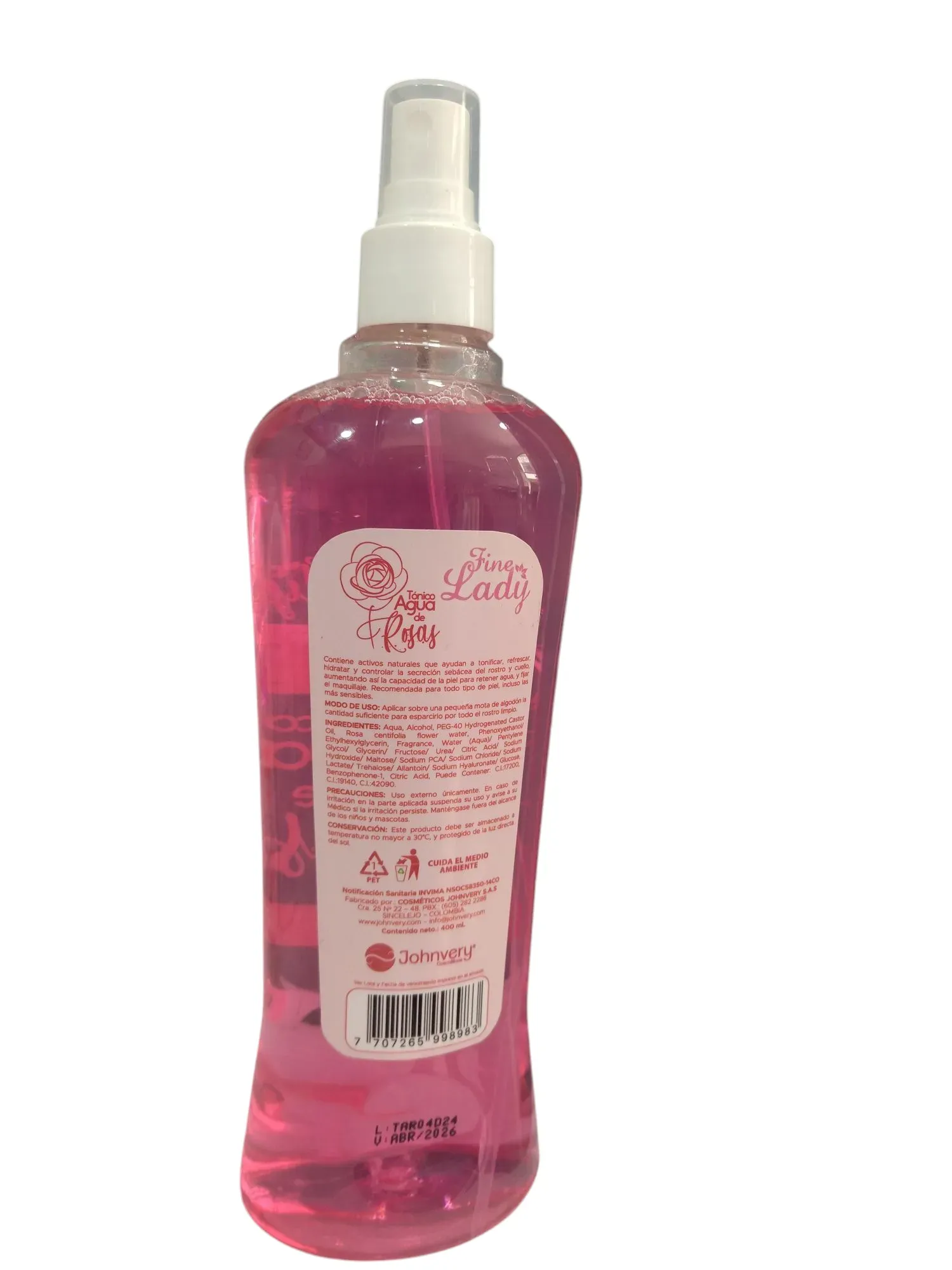 Tónico Agua de Rosas 400ml  Con Extracto de Rosas y Alantoina