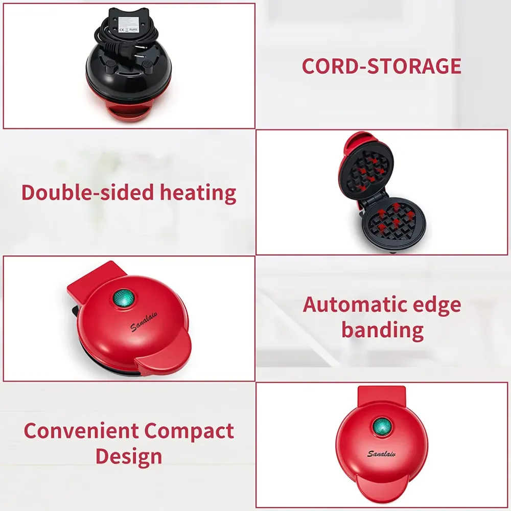 Mini Waflera Eléctrica Antiadherente Forma De Corazón 