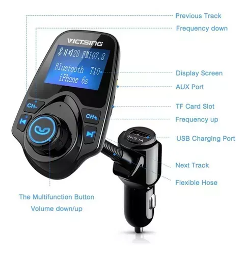 Adaptador Bluetooth Para Auto Reproductor Mp3 Transmisor Fm