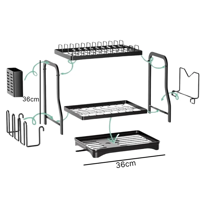 Escurridor De Platos Metalico Multifuncion Cubiertero Mz1028