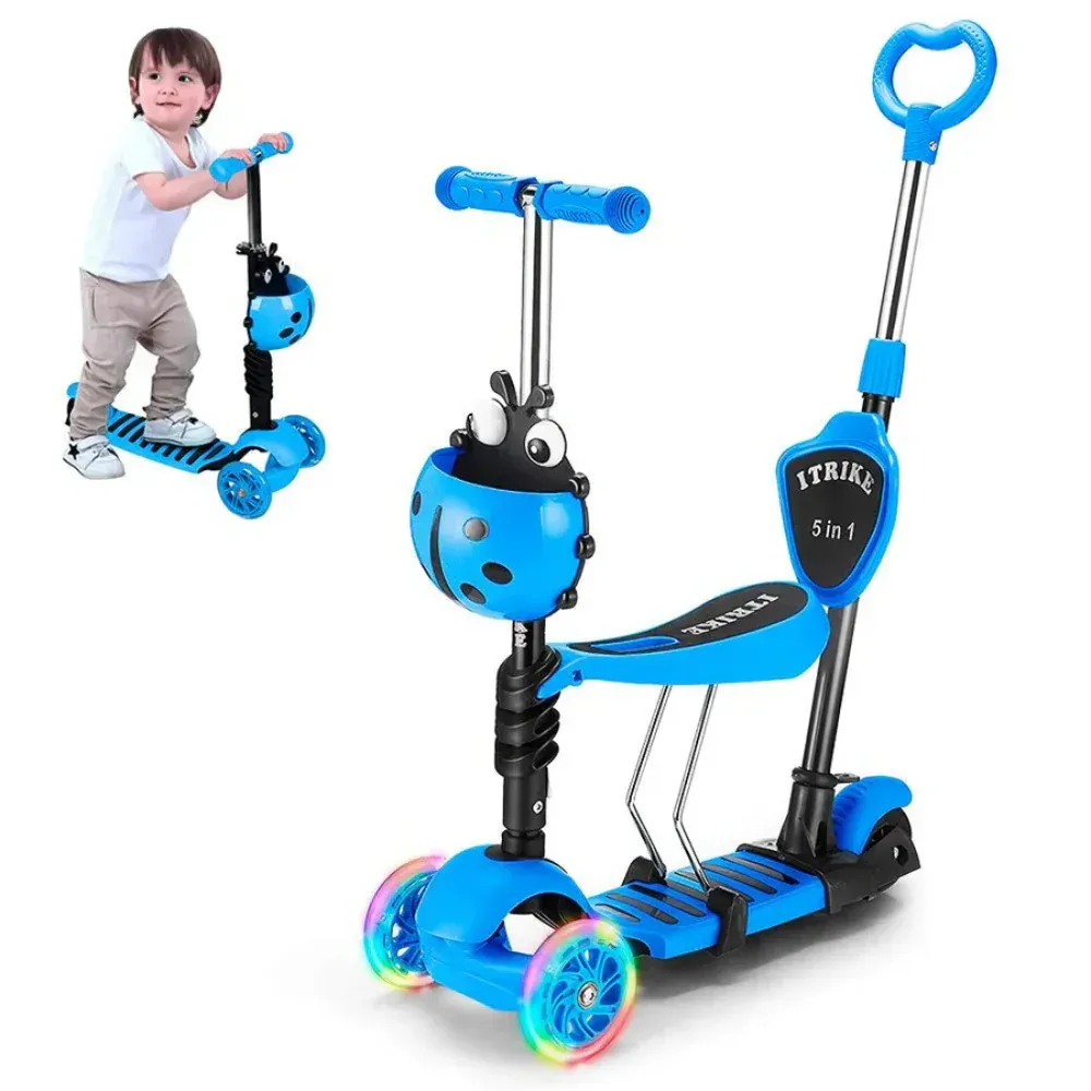 Patineta Para Niños Scooter Mariquita Luces Led Ajustable