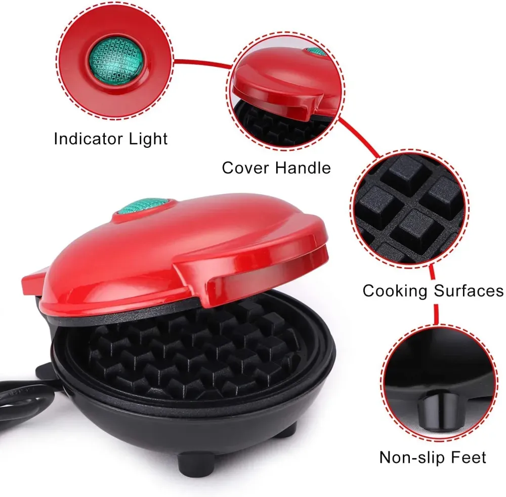 Waflera Mini Personal Eléctrica Antiadherente Pancakes