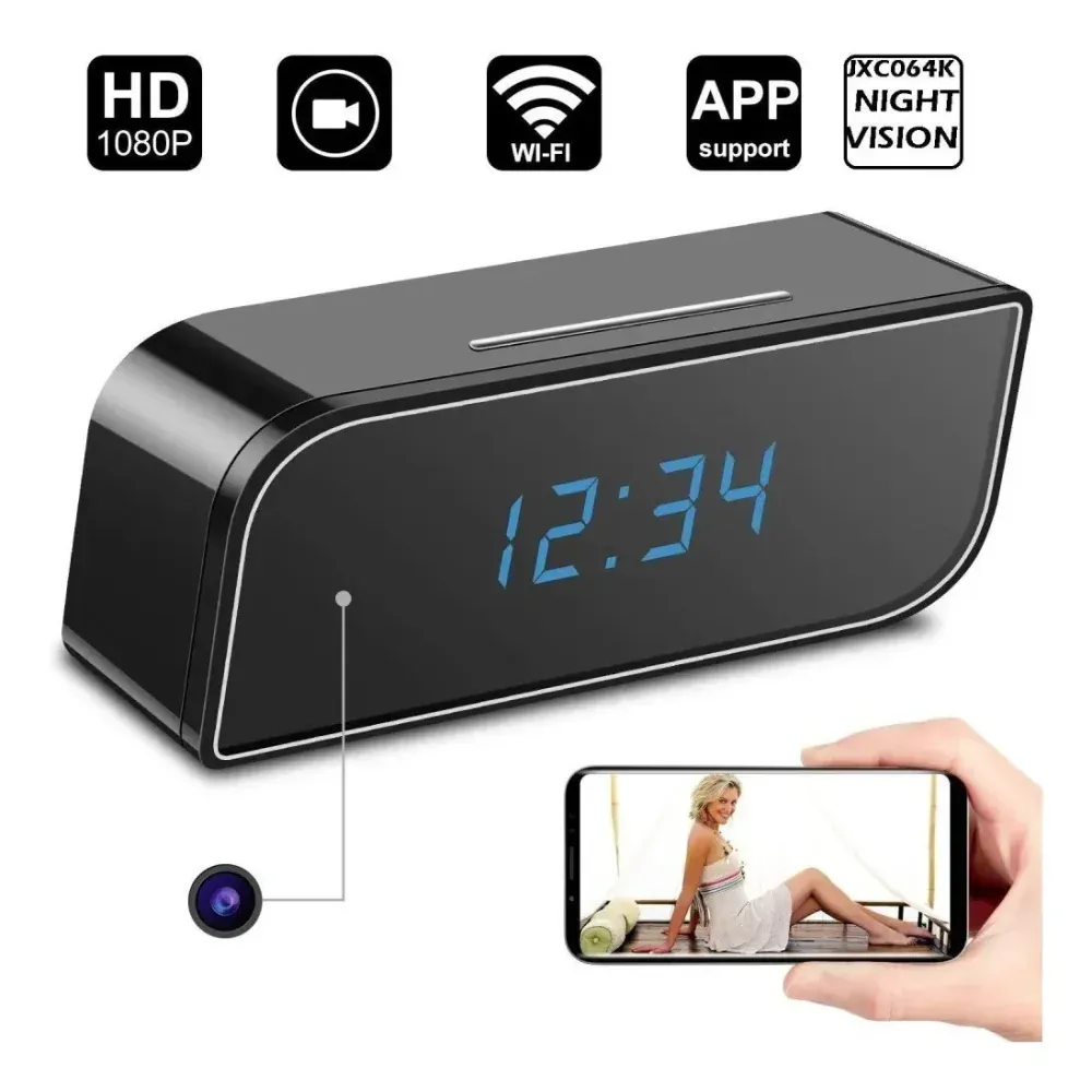 Cámara Espía Hd Wifi Reloj Despertador Visión Nocturna