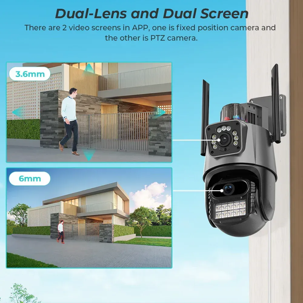 Camara de seguridad ptz doble sensor seguimiento automatico