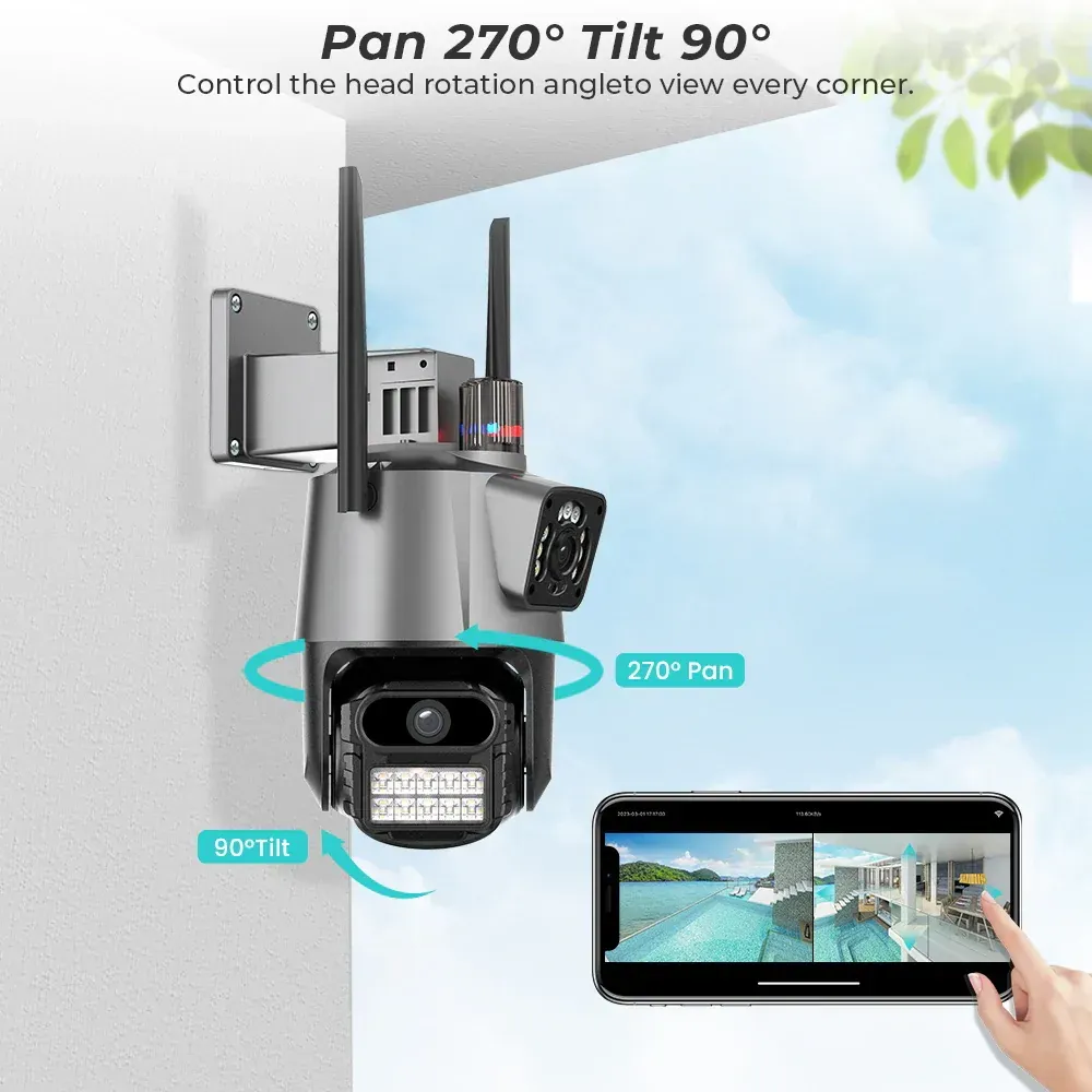 Camara de seguridad ptz doble sensor seguimiento automatico