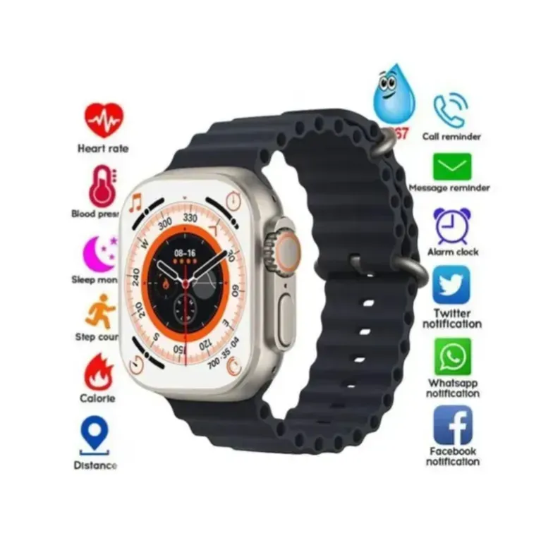 Smartwatch Reloj Inteligente T900 Pulso Negro - Naranja