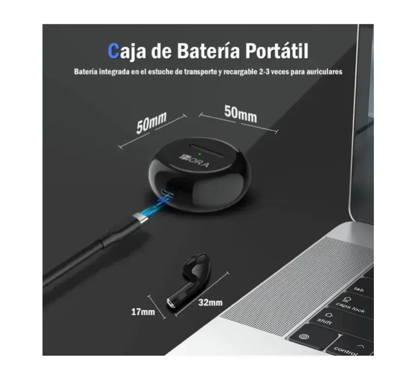 Audífonos In-ear Bluetooth Auriculares 1hora Negro 