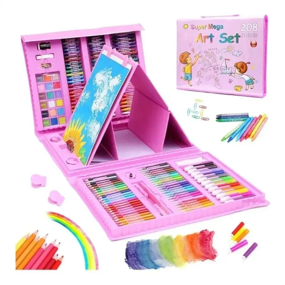 Set De Arte Niños Maleta 208 Piezas Crayon Plumones Colores