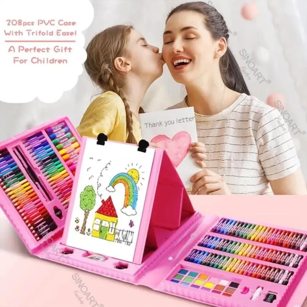 Set De Arte Niños Maleta 208 Piezas Crayon Plumones Colores