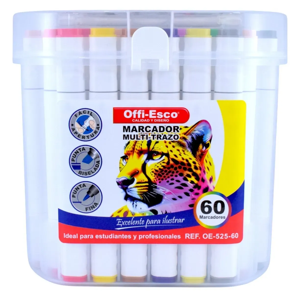 Marcador permanente offi-esco multi-trazo doble punta x60 colores