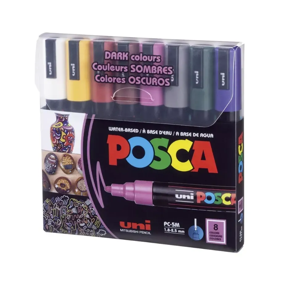 Marcadores Posca Pc-5m X8 Colores Oscuros